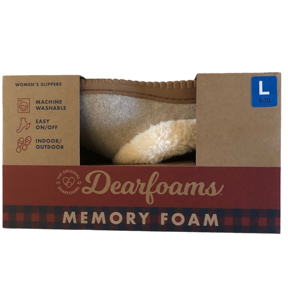 dearfoams Shoes - NWT Women’s Oatmeal Heather Dearfoams Memory Foam Clog Slippers